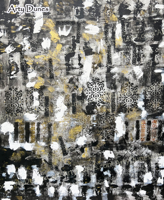 The Speckles | Modern Art Impasto Black White Copper for Large Walls & Entrances by Ms Puja Sarin