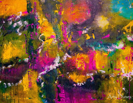 The Color Wall | Modern Art | Purple Orange Yellow by MS Puja Sarin